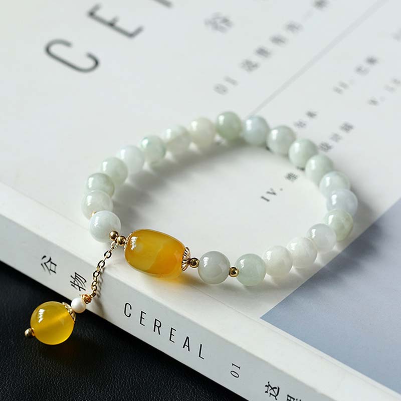 Natural White Jade Agate Protection Bracelet