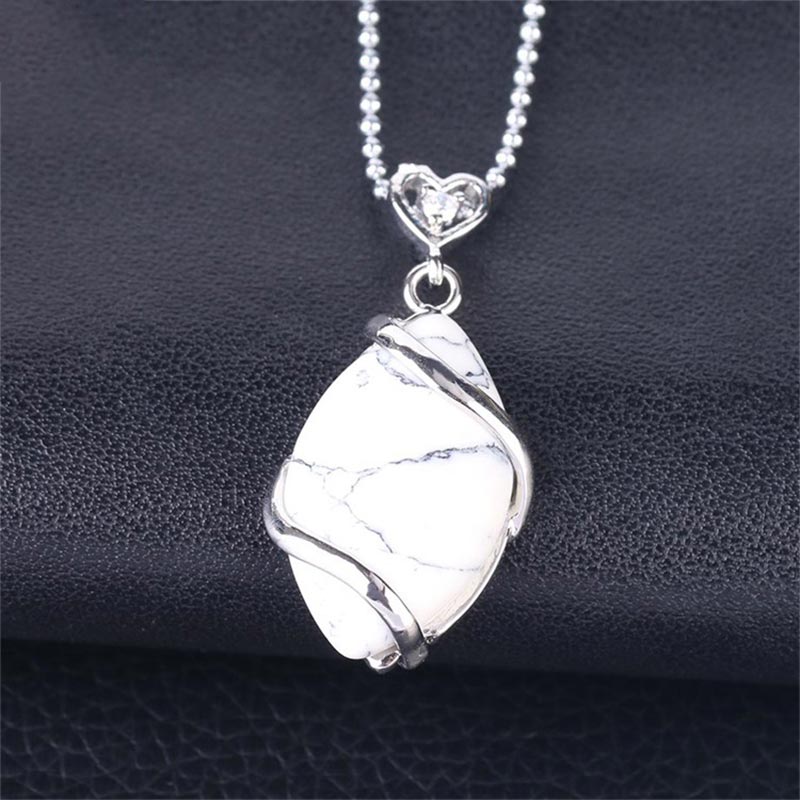 Marquise Pattern Natural Crystal Stone Charm Necklace Pendant