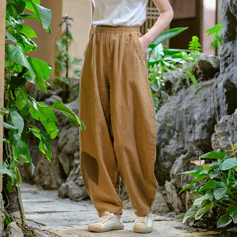 Solid Color Loose Yoga Harem Pants With Pockets