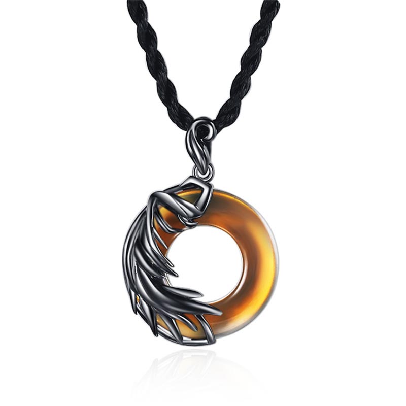 Handmade Round Obsidian and Chalcedony Copper Meditation Pendant Necklace