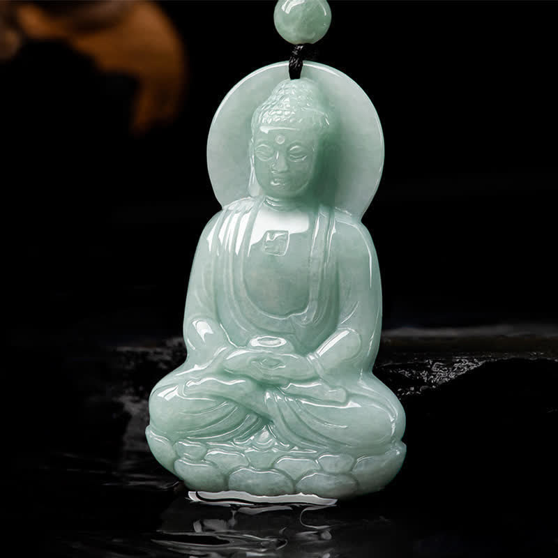 Amitabha Buddha Jade Amulet Compassion String Necklace
