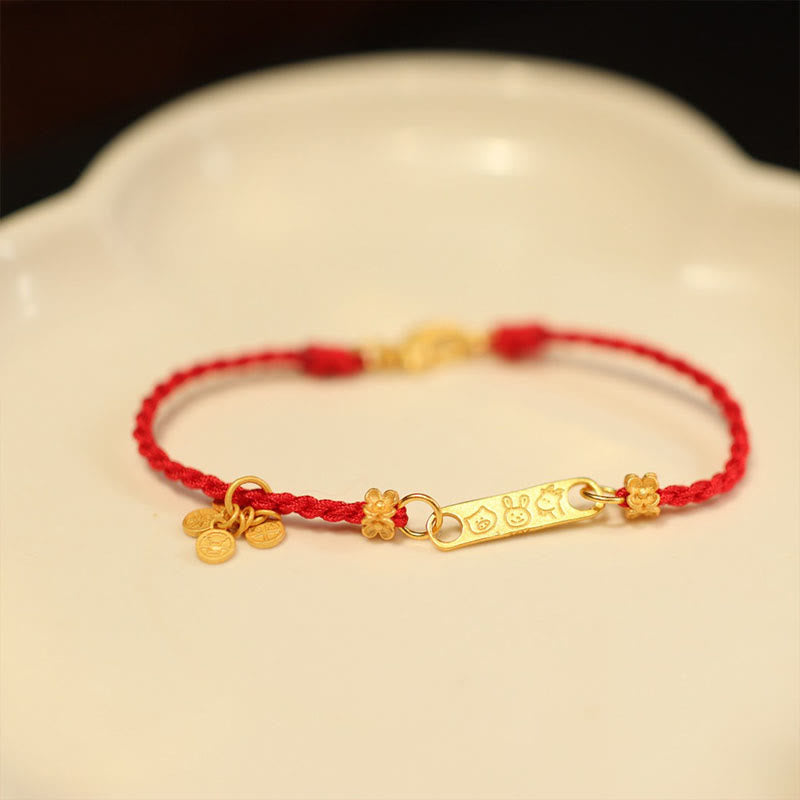 Handmade 925 Sterling Silver & Gold Plated Braided Red String Jade Sandalwood Bracelet
