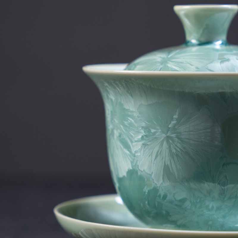 Traditional Glaze Ceramic Gaiwan Sancai Teacup Kung Fu Tea Cup And Saucer With Lid 180ml