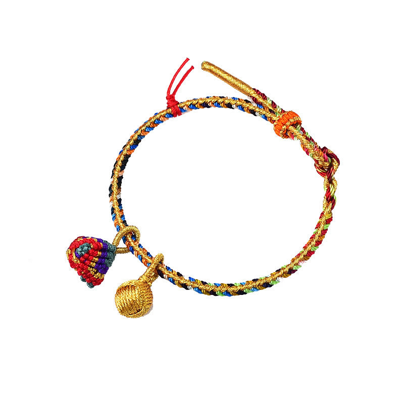 Colorful Rope Luck Handmade Zongzi Golden Ball Charm Bracelet