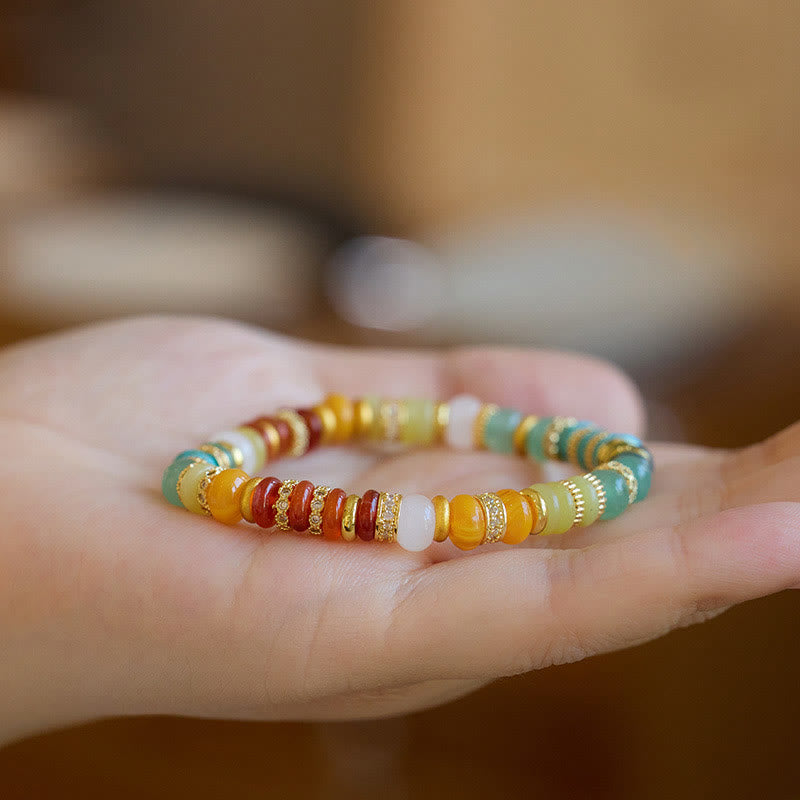 Natural Red Agate Jade Rainbow Confidence Bracelet