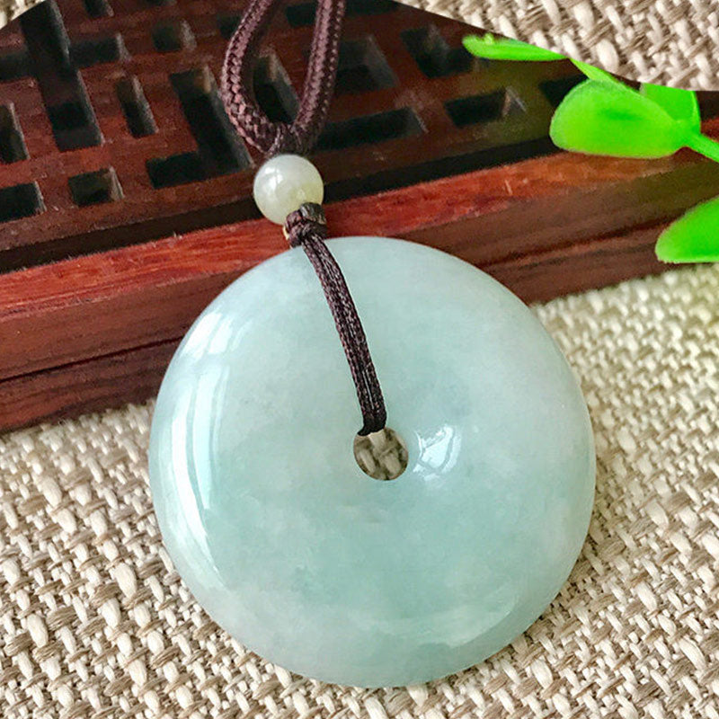 Round Jade String Luck Necklace Pendant