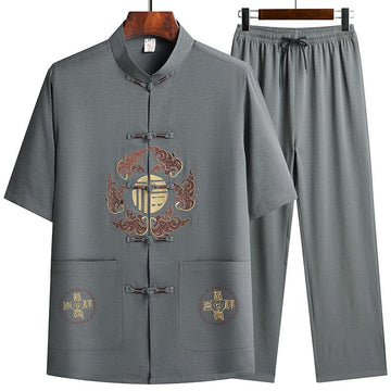Tactile Breathable Mandarin Collar Qi Gong Men's Meditation Set