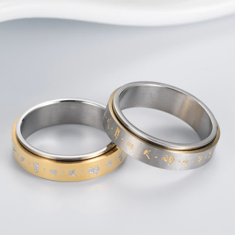 Minimalist Rotatable Mantra Titanium Steel Kinetic Balance Ring