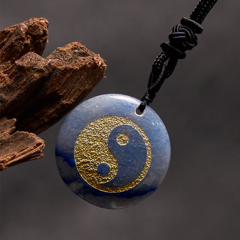 Various Crystal Amethyst Tiger Eye Green Aventurine Yin Yang Spiritual Necklace Pendant