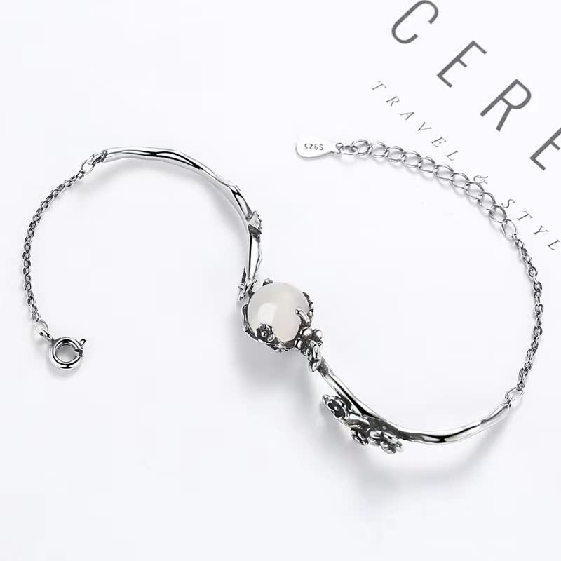 "Sending Grace and Harmony"Plum Blossom Chalcedony Bracelet Includes Gift Message Card
