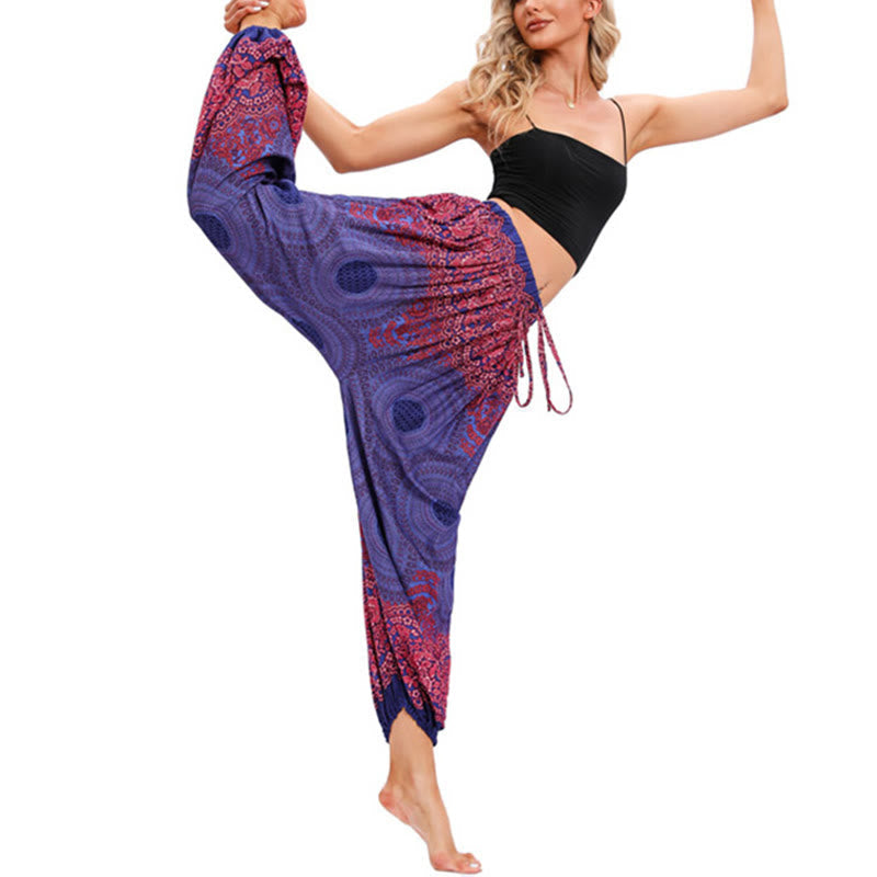 Breathable Smocked Floral Print Mindful Movement Harem Pants