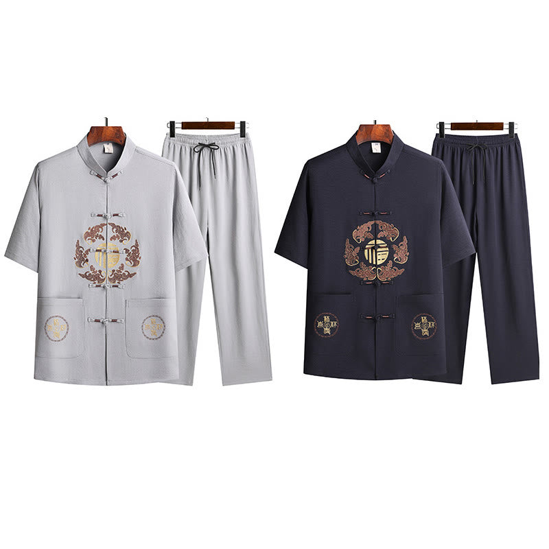 Tactile Breathable Mandarin Collar Qi Gong Men's Meditation Set