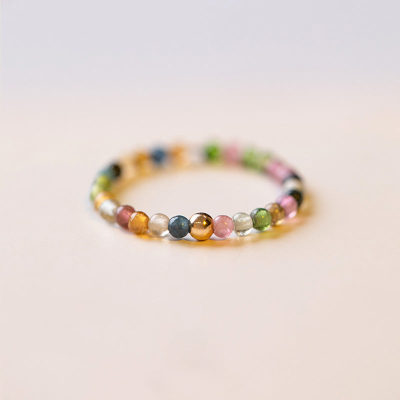 Natural Tourmaline Gold-Plated Ring for Uplifting Energy Resonance