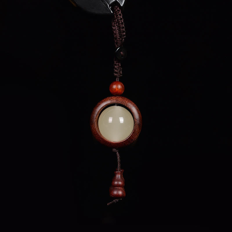 Red Sandalwood Ebony Wood Green Sandalwood Luminous Lucky Bead Gourd Peace Key Chain