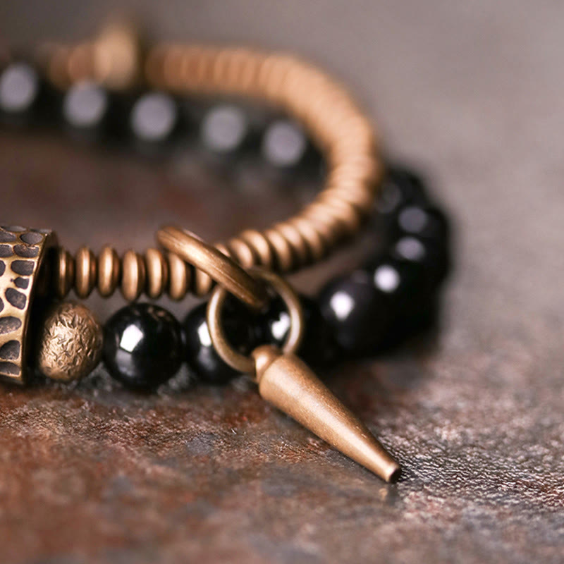 Rainbow Obsidian Copper Inner Peace Healing Double Layer Bracelet
