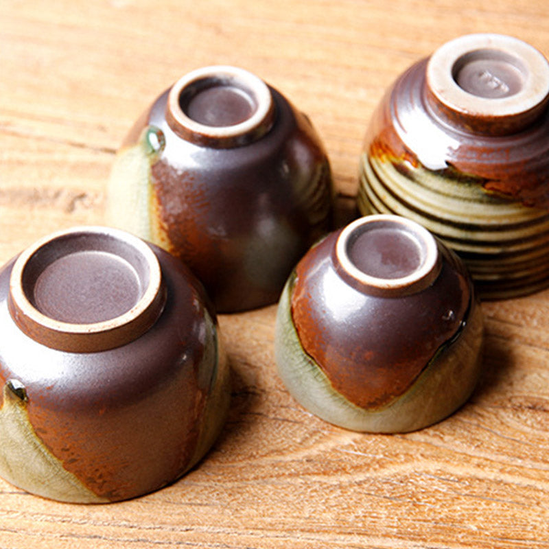 Vintage Brown Beige Kiln Change Ceramic Teacup Kung Fu Tea Cup Bowl