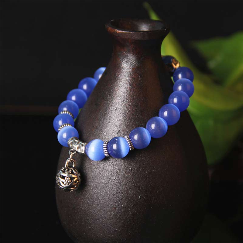 Handmade Tibetan Cat's Eye Chrysoberyl Natural Gemstone Bracelet
