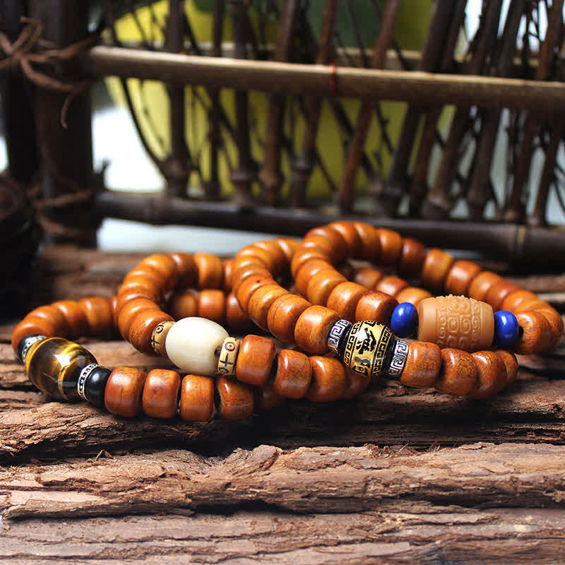 Tibetan Bone Beads Om Mani Padme Hum Strength Bracelet