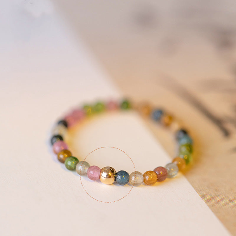 Natural Tourmaline Gold-Plated Ring for Uplifting Energy Resonance