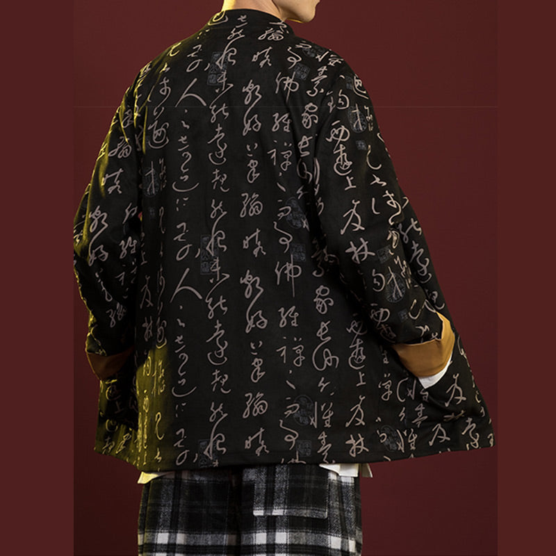 Chinese Calligraphy Clothing Jacket Coat Tang Suit Men Clothing