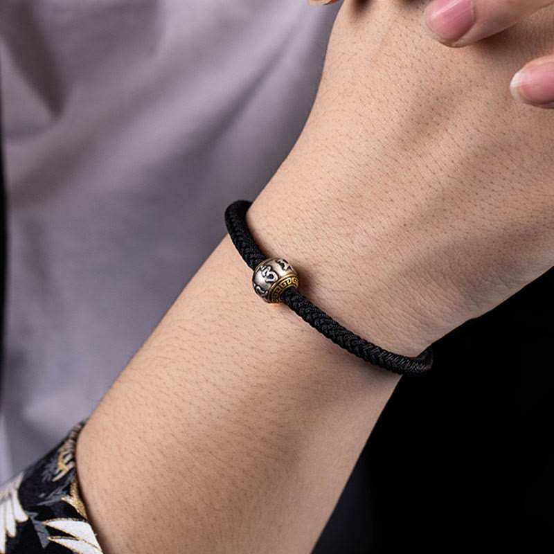 925 Sterling Silver Tibet Handmade Om Mani Padme Hum Luck Protection King Kong Knot Braided Bracelet