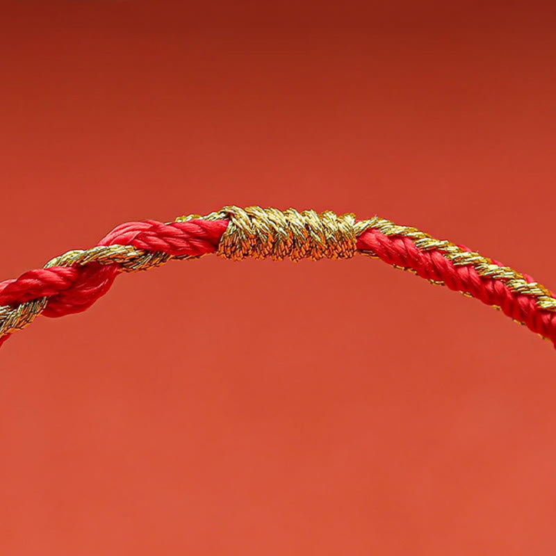 Handmade Chinese Zodiac Braided Red String Bracelet: Dragon Rabbit Rat Horse Rooster