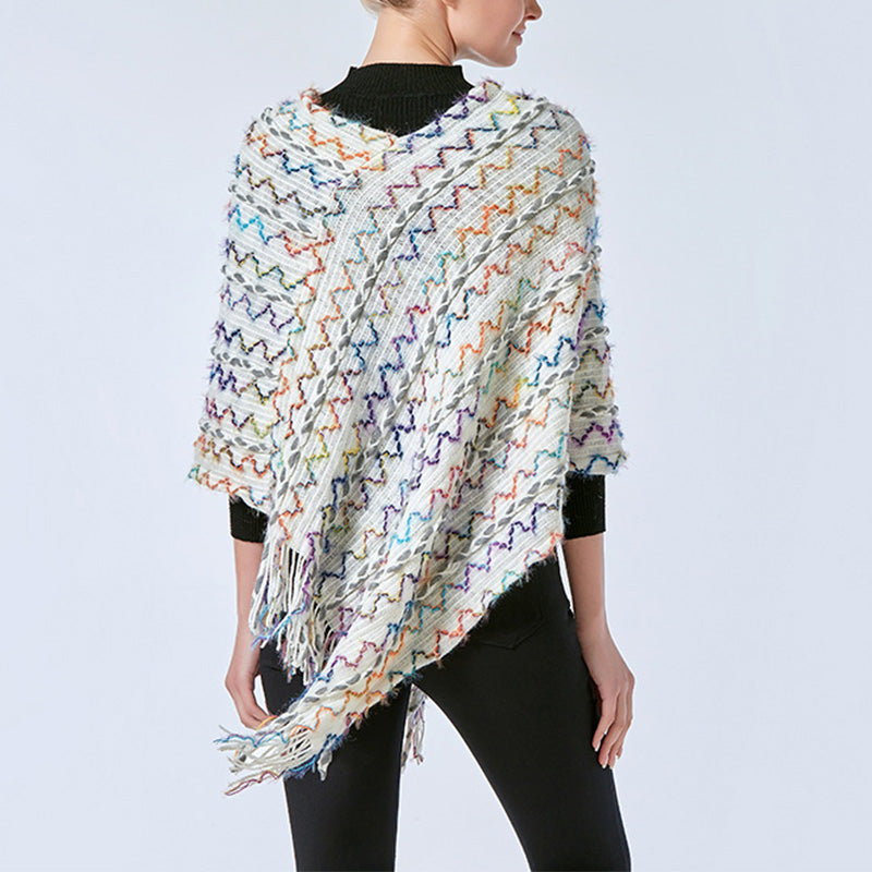 Tibetan Colorful Striped Shawl Tassels Pullover Winter Cozy Travel Scarf Wrap