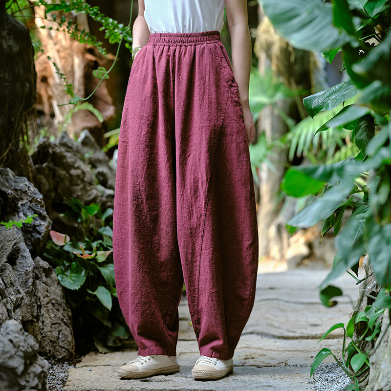 Solid Color Loose Yoga Harem Pants With Pockets