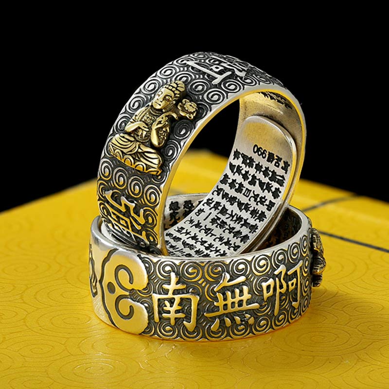 Chinese Zodiac Natal Buddha Wealth Luck Adjustable Ring