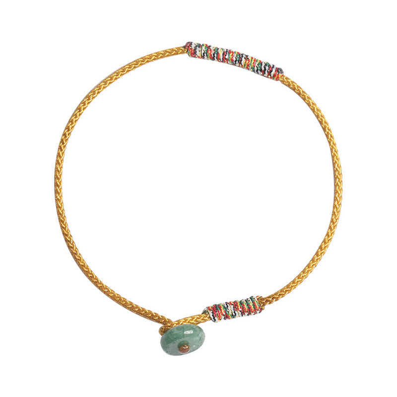 Tibetan Handmade Green Aventurine Braided Red String Small Wrist Bracelet