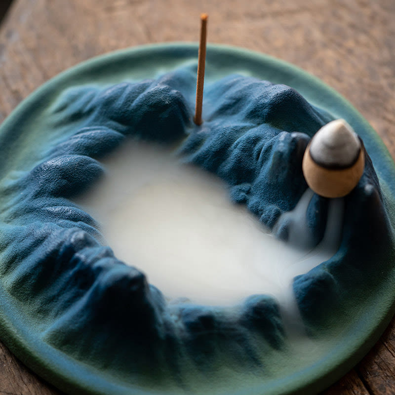 Sculpted Ceramic Backflow Mountain Incense Burner