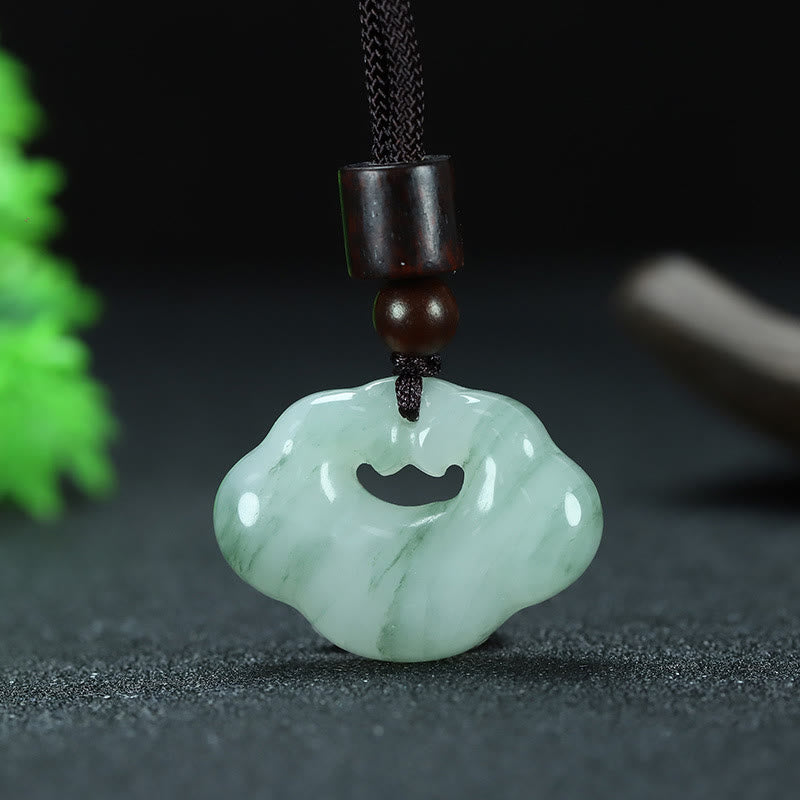 Tianshan Jade Golden Silk Jade Chinese Lock Charm Abundance Necklace Pendant