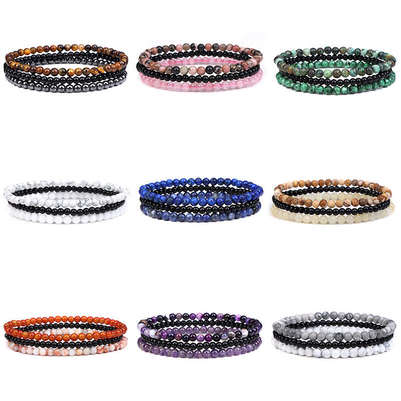 3Pcs Natural Crystal Stone Inner Peace Spiritual Bracelet