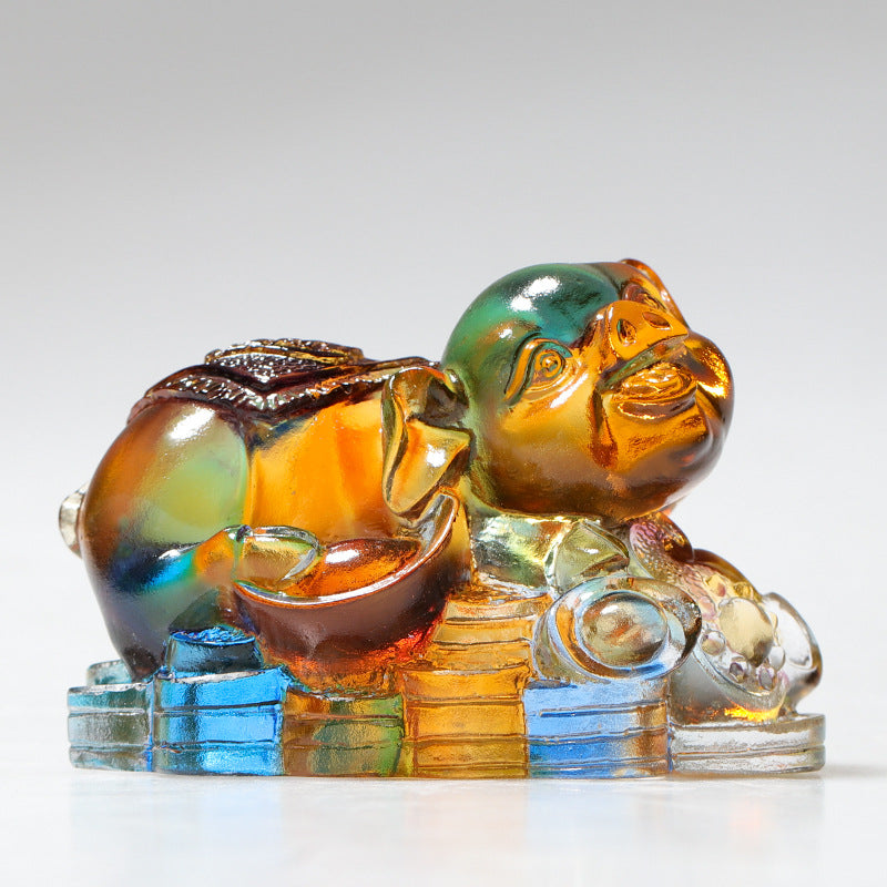 Year of the Dragon Handmade 12 Chinese Zodiac Liuli Crystal Art Piece Protection Home Office Decoration