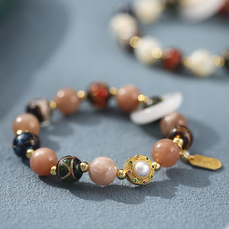Tibetan Incense Ash Liuli Copper Om Mani Padme Hum Prayer Wheel Gemstone Bracelet