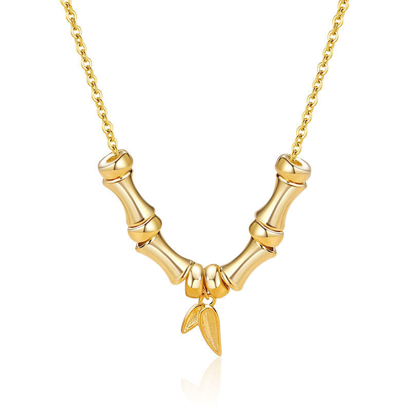 Golden Bamboo Pattern Titanium Steel Wealth Necklace Pendant