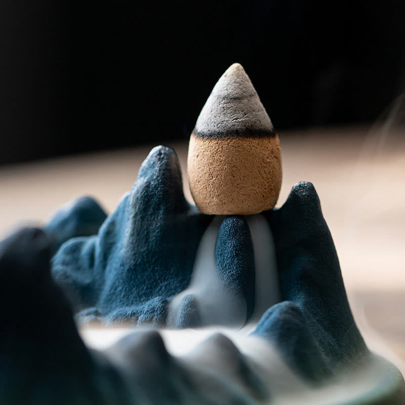 Sculpted Ceramic Backflow Mountain Incense Burner