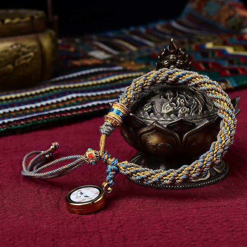 Handmade Tibetan Prayer Wheel & Endless Knot Braided Red String Bracelet