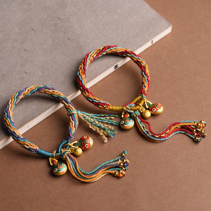Vibrant Braided Colorful String Pixiu and Endless Knot Symbol Bracelet