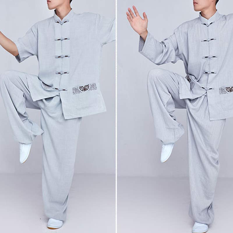 Meditation Zen Prayer Spiritual Tai Chi Qigong Practice Unisex Embroidery Clothing Set