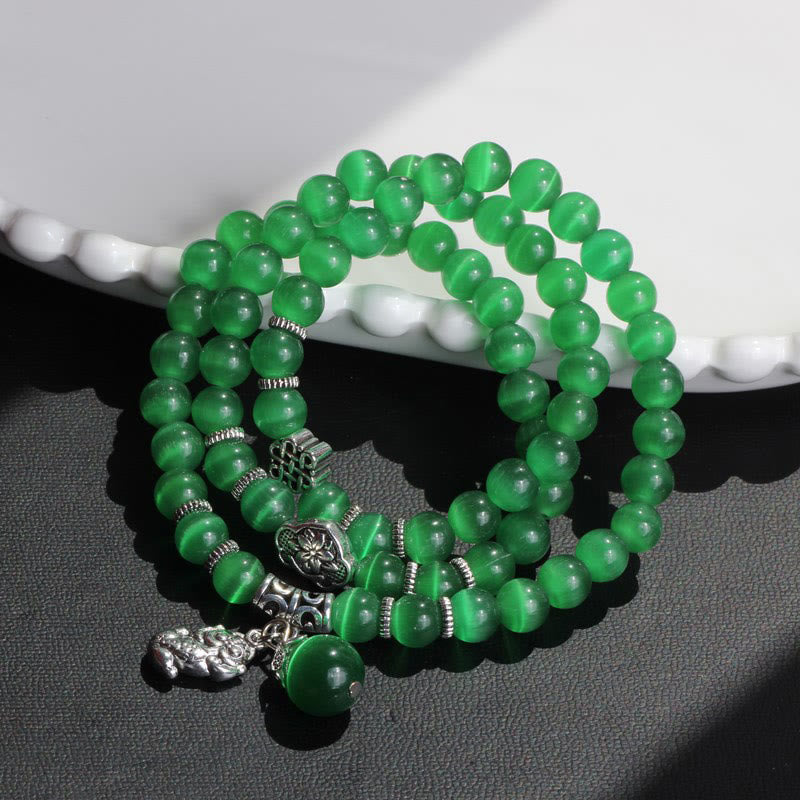 Cat Eye PiXiu Support Triple Wrap Bracelet