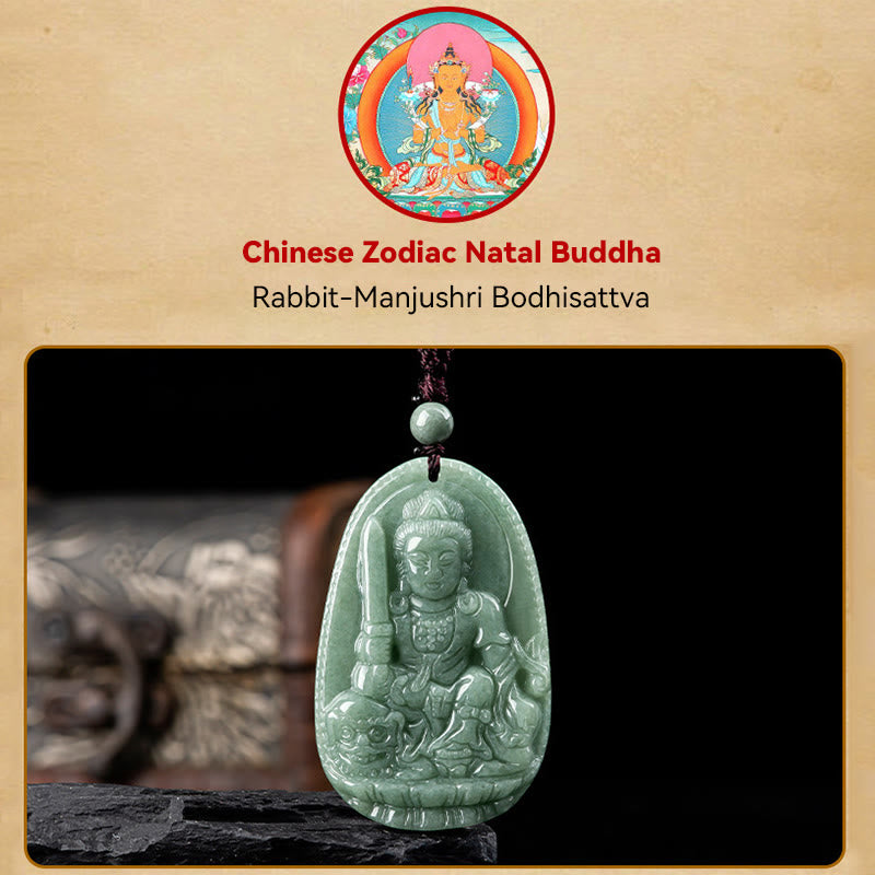 Chinese Zodiac Natal Buddha Natural Jade Wealth Prosperity Necklace Pendant (Extra 30% Off | USE CODE: FS30)