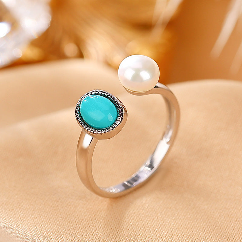 925 Sterling Silver Pearl Turquoise Healing Wisdom Necklace Pendant Ring Earrings