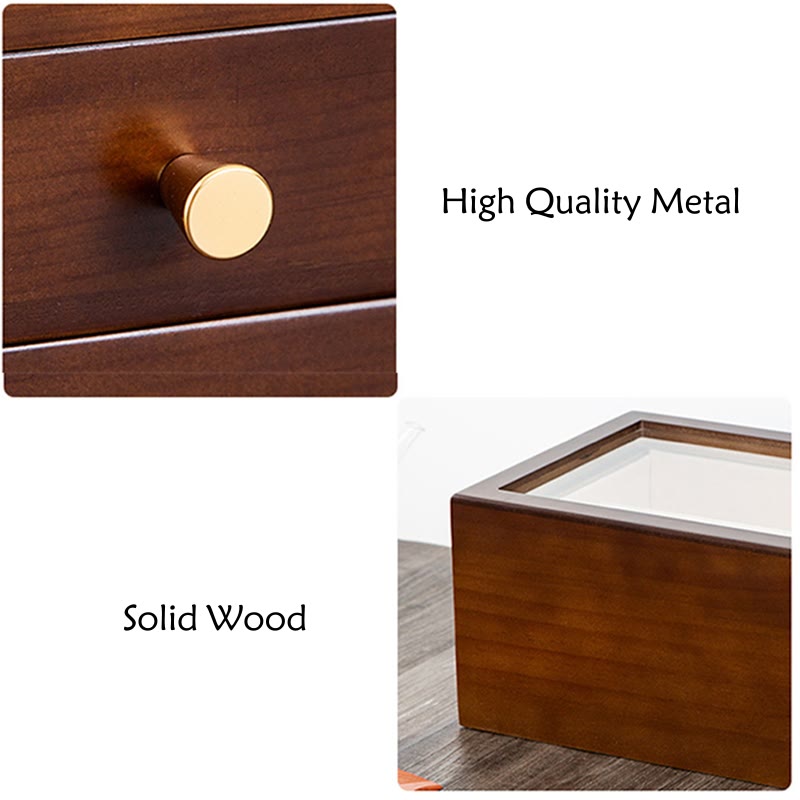 Retro Handcrafted Solid Wood Multi-Layer Jewelry Storage Box with Drawer