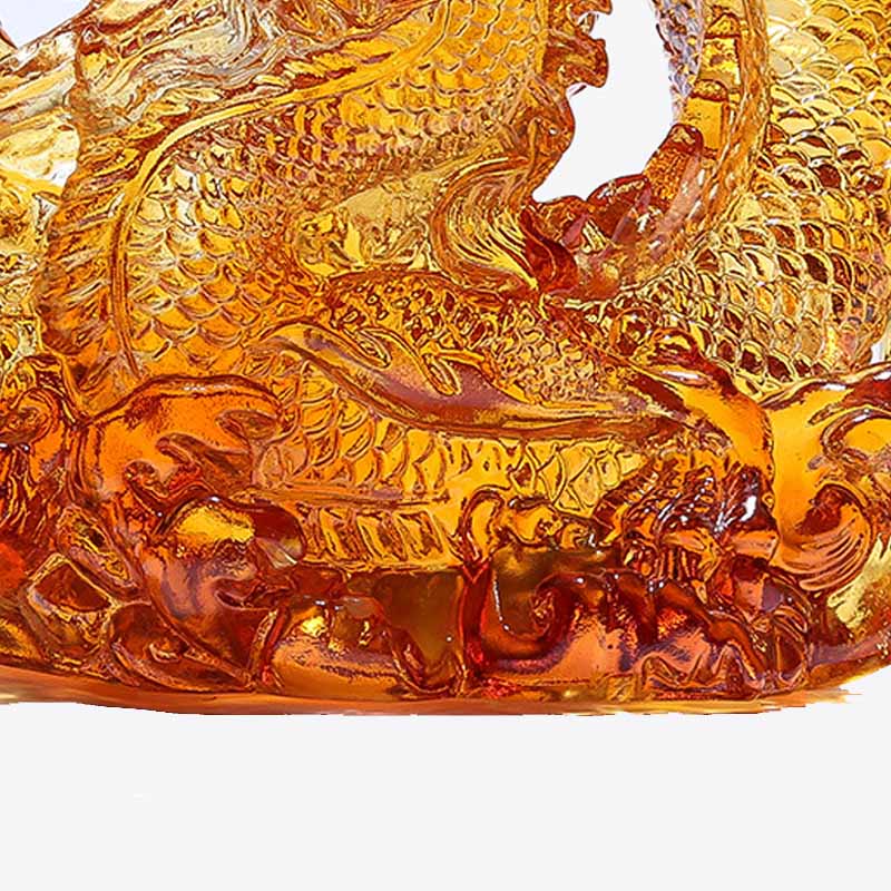Year of the Dragon Handmade Liuli Crystal Art Piece Protection Home Office Decoration With Base