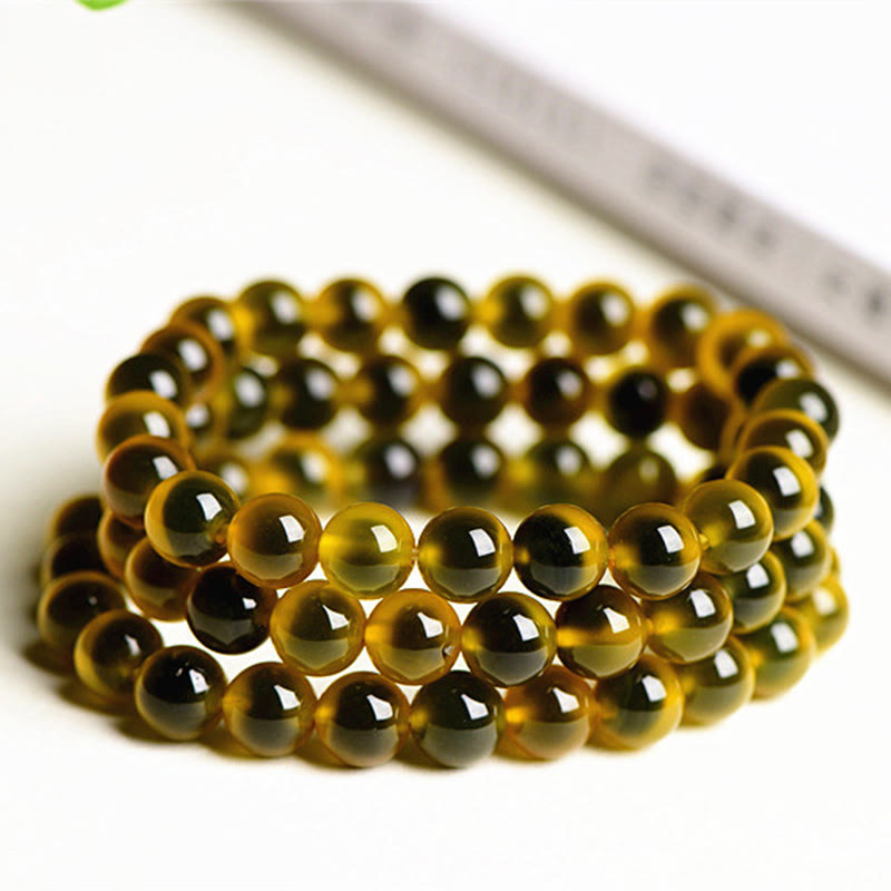 Natural Polished Candy Agate Round Bead Energy Bracelet