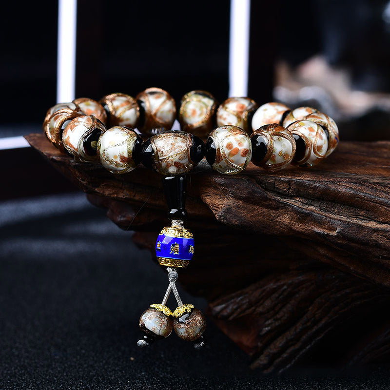 Tibetan Dragon Vein Agate Beaded Bracelet – 12mm & 14mm in Multi-Color Options