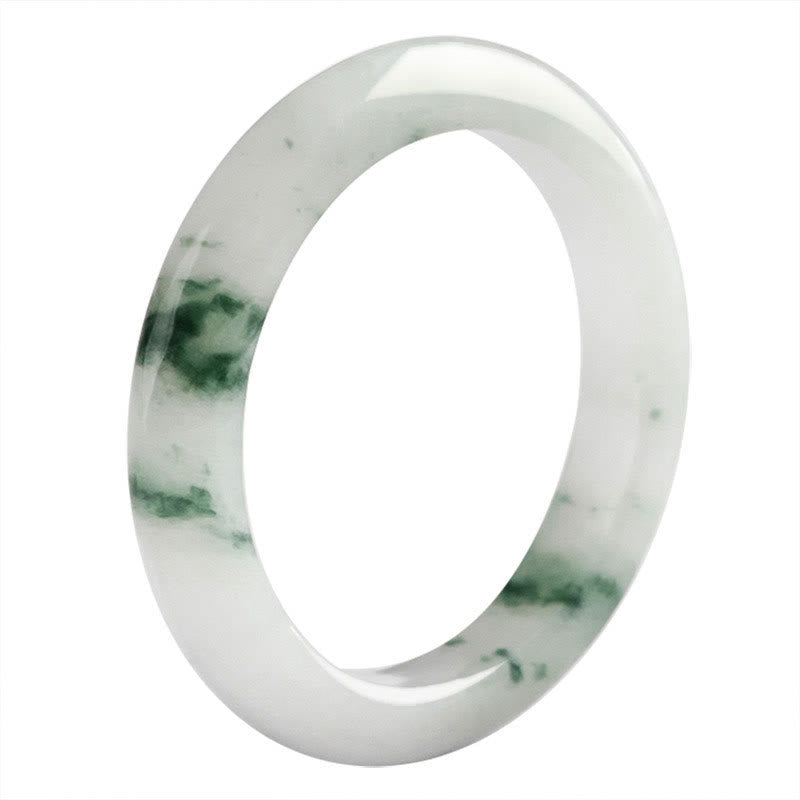 Hand-Polished Natural Green Jade Minimalist Solid Stone Band Ring