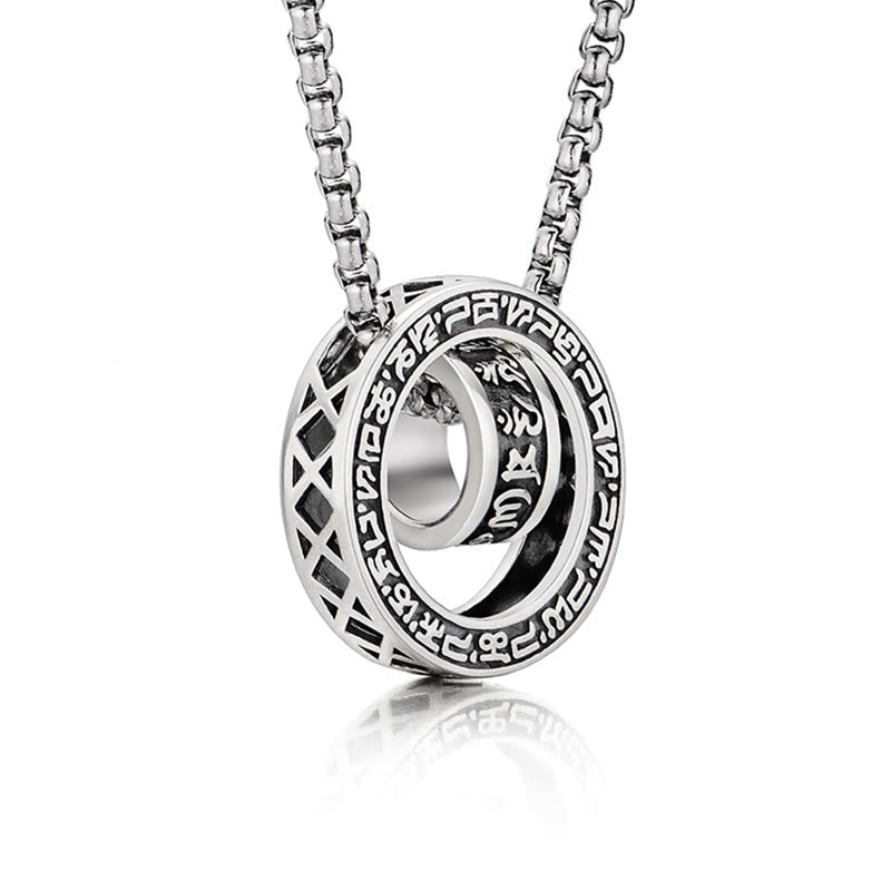 Tibetan Om Mani Padme Hum Carved Peace Purity Chain Necklace Pendant