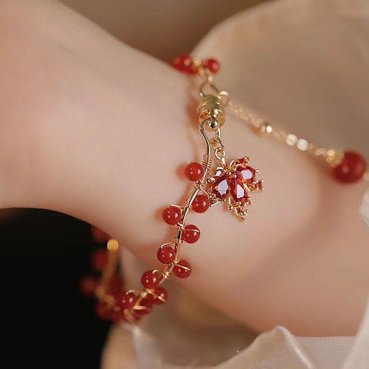 Red Maple Leaf Luck Charm Bracelet